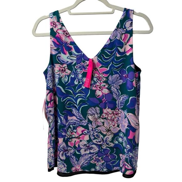 Lilly Pulitzer Reversible Florin V-Neck Top Tanzanian Moonlight Garden Small - Picture 4 of 7